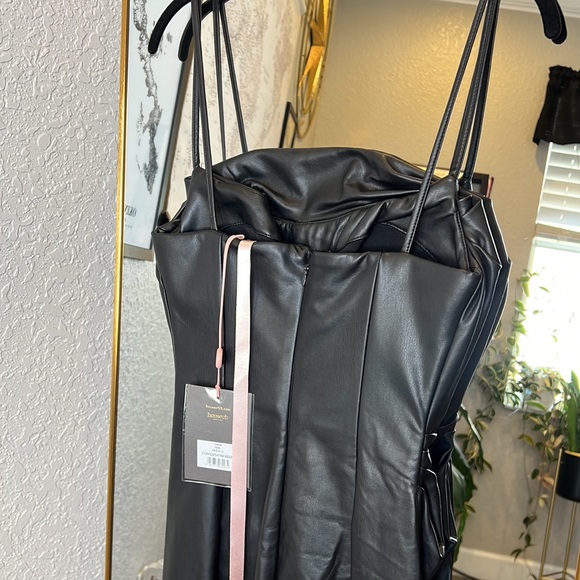 HOUSE OF CB 'Luanne' Black Vegan Leather Corset Midi Dress NWOT - Picture 11 of 12